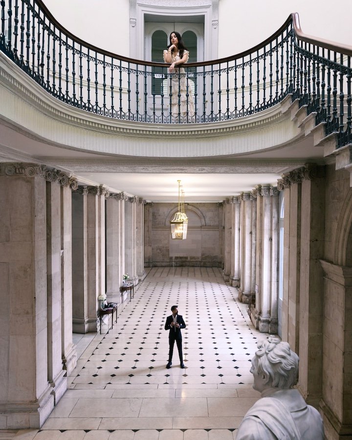 Amar and Hosam — Dublin City Hall couple portrait, rotunda interior