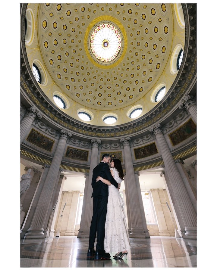 Amar and Hosam — soft light portrait, Dublin City Hall pre-wedding session