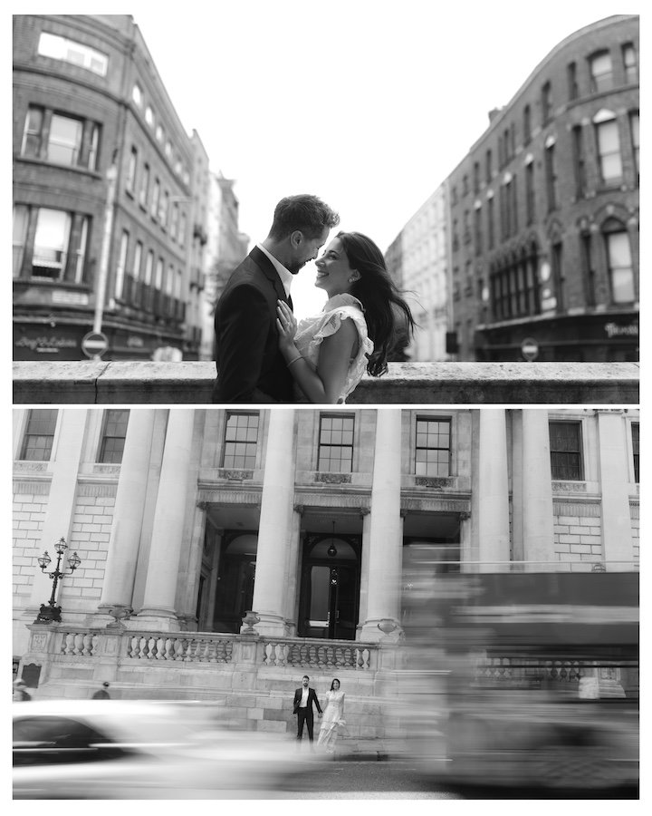 Amar and Hosam — City Hall interior couple Dublin, marble floor geometry