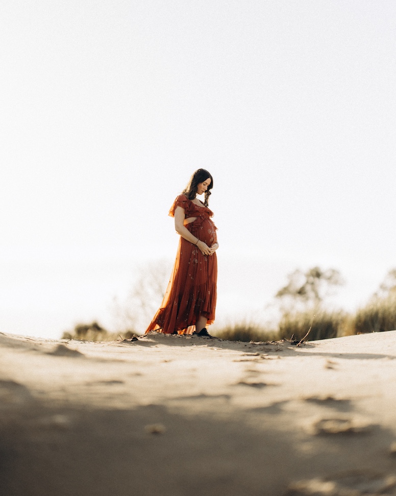 maternity session — expecting mother golden light, Brittas Bay, Co. Wicklow