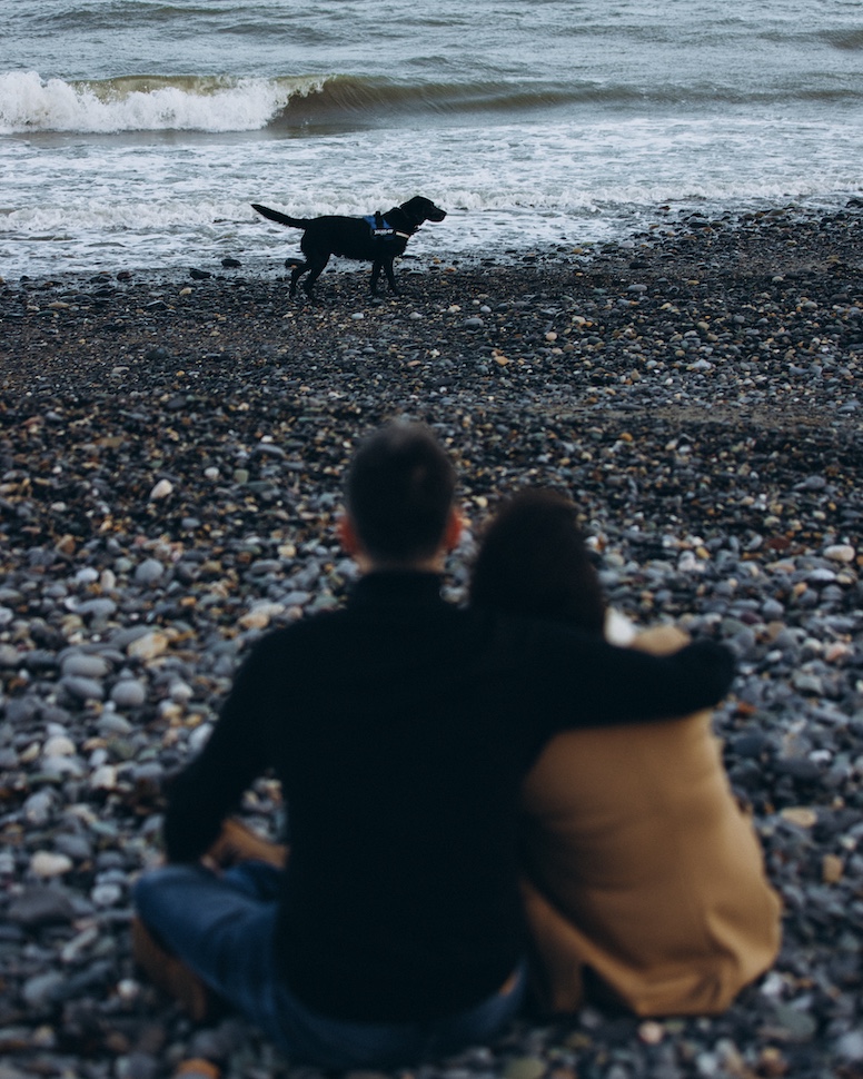 Killiney Beach golden hour — couples photographer South Dublin