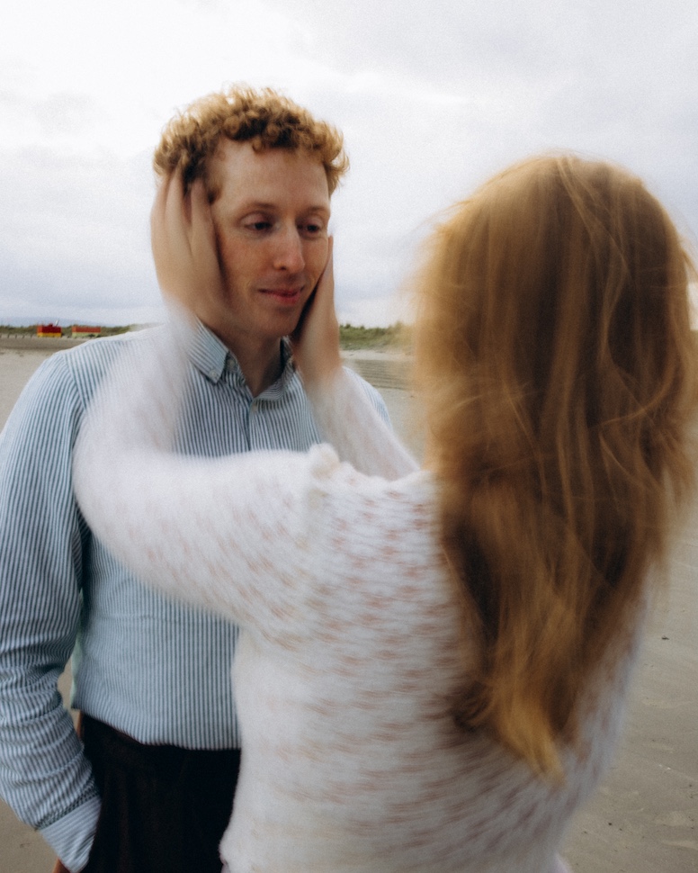 Juliette & Cian — warm evening light couple, Bull Island, Dublin Bay