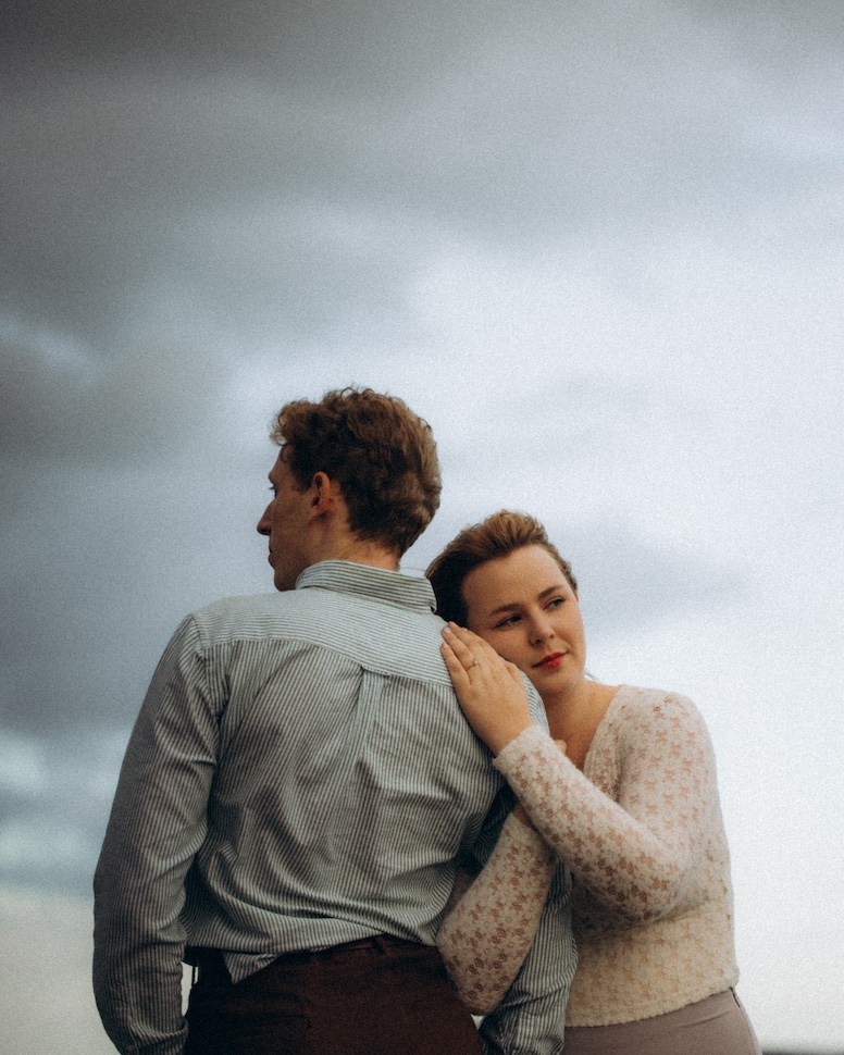Juliette & Cian — seaside couple golden light, Bull Island, Dublin Bay