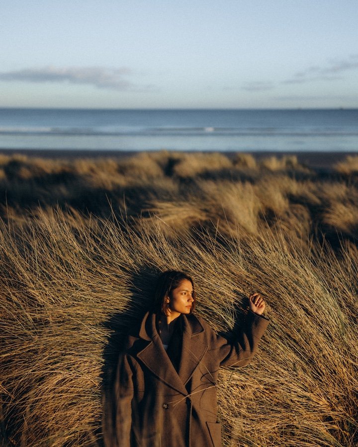 Nevidita at Bull Island, Dublin Bay — open sky portrait session