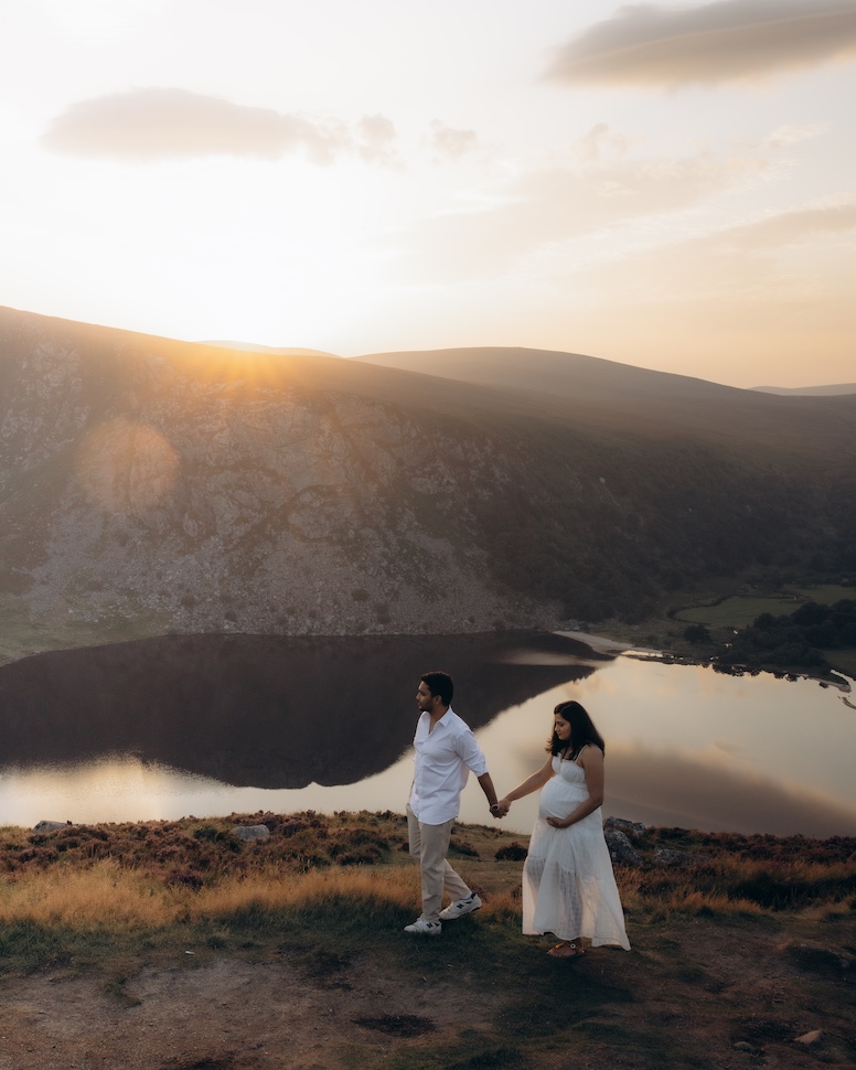 Rachita & Sid — glacial lake maternity session, Wicklow Mountains near Guinness Lake