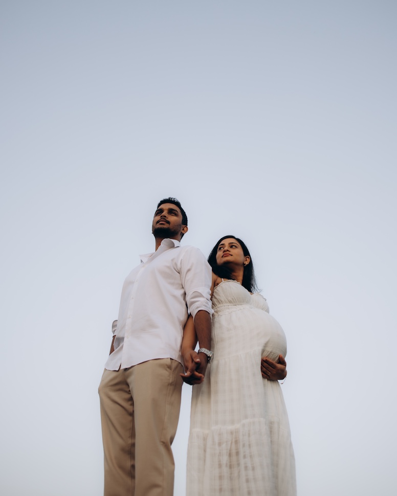 Rachita & Sid — dramatic sky maternity portrait, Wicklow Mountains near Guinness Lake