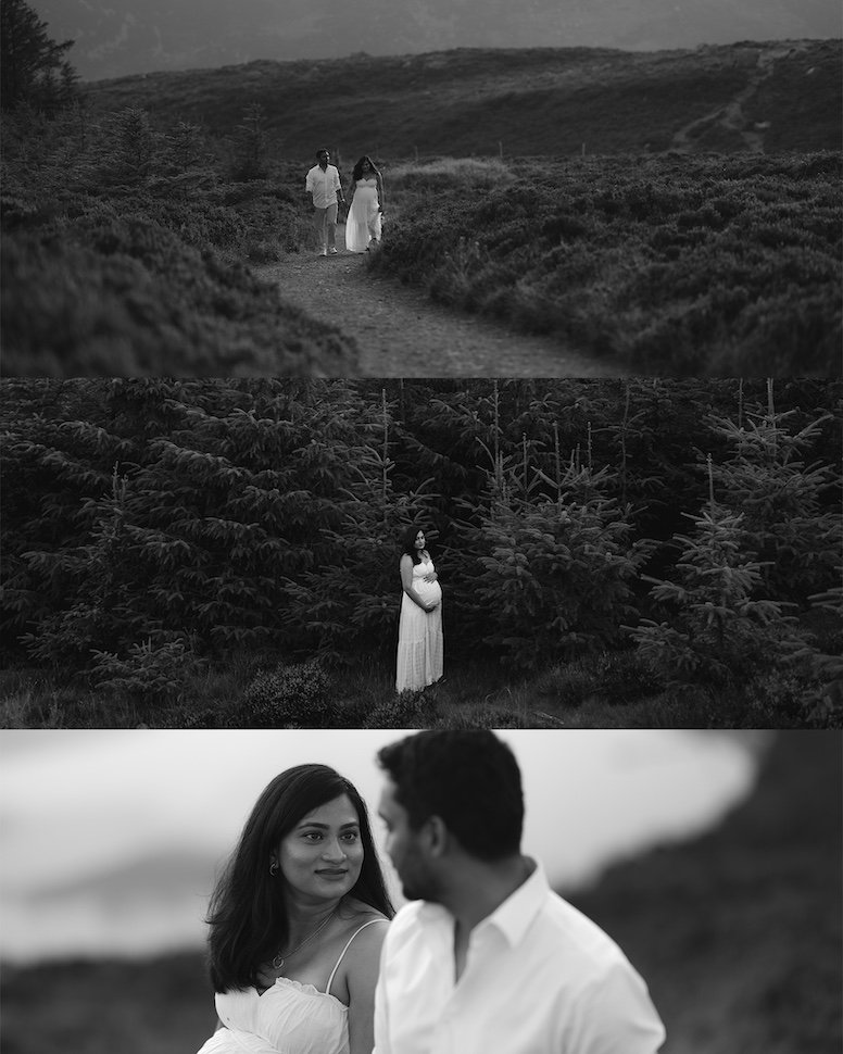 Rachita & Sid — Irish mountains maternity portrait, Wicklow Mountains near Guinness Lake