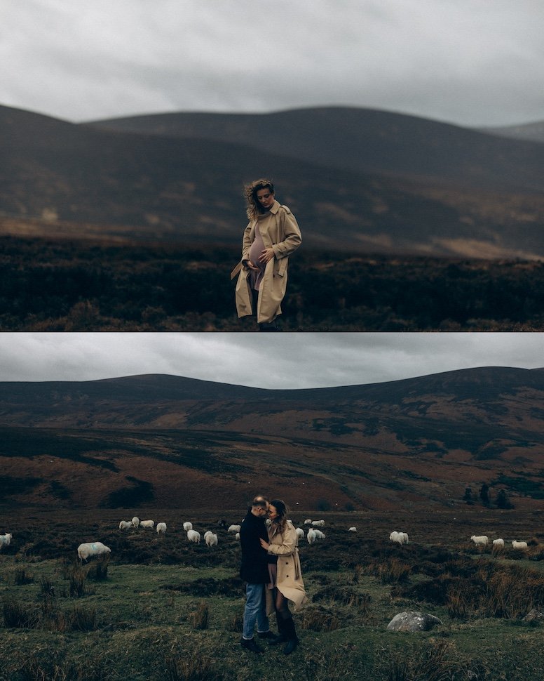 Zoya & Alex — mountain light expecting couple, Wicklow Mountains